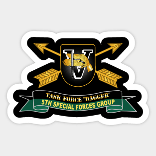 5th Special Forces Group - Flash - TF Dagger w 2 Rows CBO Br - Ribbon X 300 Sticker